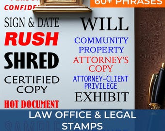 Law Office Stamps for Paralegals or Lawyer, Witnessed Stamp, Exhibit Stamp, Attorney Client Privileged, Expert Witness, Sign & Date, FYI