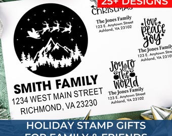 Personalized Christmas Address Exclusive Design Stamp – Custom Holiday Return Address, Merry Christmas, Self-Inking Stamp for Cards
