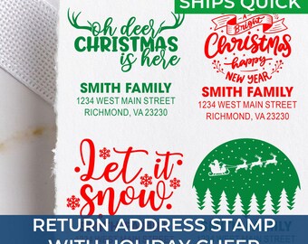Personalized Snowflake Address Custom Stamp – Custom Self-Inking Return Address for Holiday Cards, Christmas Cards, Gift Tags, Envelopes