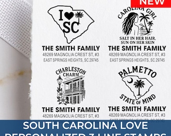 Classic South Carolina Address Stamp Housewarming Gift: 25+ Design Styles