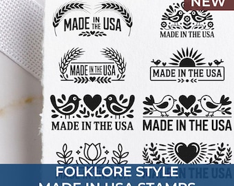 Folklore Made In US Stamp for Small Business Packaging | Self Inking Made In USA Stamp for Branding and Shipping