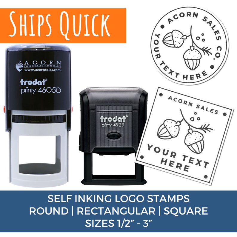 Custom Stamps with Business Logo Self Inking Logo Branding Stamp Customized Artwork Design, Round Stamp, Rectangular, Square Stamper image 1