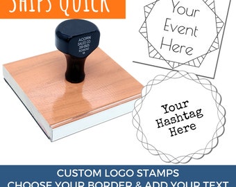 Custom Wood Stamp with Mix Border and Text - Custom Stamp