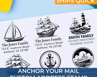 Personalized Nautical Address Personalized Gift Stamp with Anchor and Rope Design – Perfect Coastal Home Gift for Sailboat and Yacht Lovers