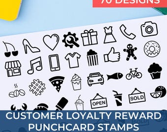 Punch Card Stamp, Loyalty Card Stamps, Stamp for VIP, Membership, Rewards or Perks, Custom Self-Inking Stamp or Wood Handle Rubber Stamp