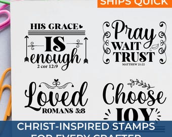 Inspirational Christian Scrapbooking Unique Stamps with Bible Verses & Cross Motifs – Faith-Based Rubber Stamps for Crafting and Gifts