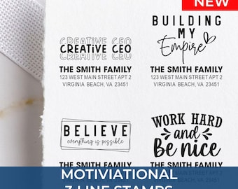 Daily Affirmation Stamp | Personalized 3 Line Custom Stamp | Self Inking Rubber Stamp for Planners, Journals, Teachers