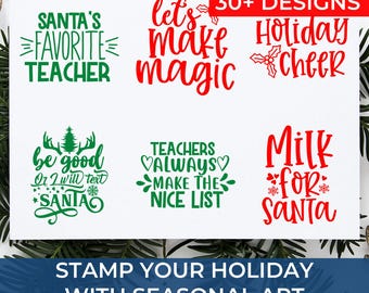Seasonal Christmas Stamps Bestseller Featuring Santa, Snowmen and Holiday Greetings – Perfect for Scrapbook Pages, Cards & Craft Projects