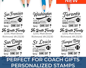 Baseball Wedding Address Made to Order Stamp – Personalized Return Address, Custom Sports Stamp, Unique Gift for Baseball Couple