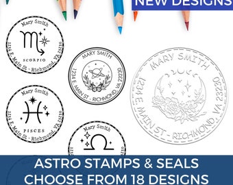 Celestial Address Stamps & Embossing Seals - Zodiac Stamp
