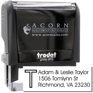 Avant garde stamp featuring a wedding address stamp design, perfect as a custom gift stamp. Personalize with names and addresses for a unique touch. Ideal for weddings, events, and special occasions.