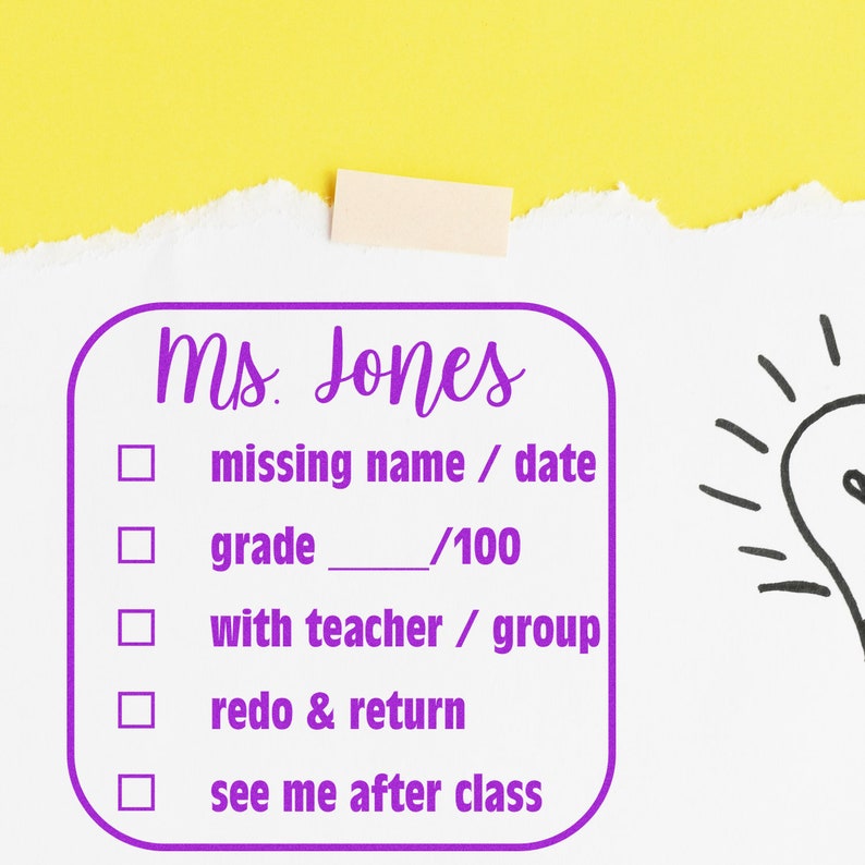 Custom stamp for teachers featuring personalized classroom stamp design. Ideal for grading and feedback, this stamping supply enhances classroom efficiency and organization. Perfect for educators seeking unique, practical tools.