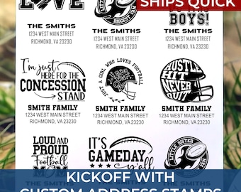 Custom Sports Address Eco-Friendly Stamp – Football Theme, Personalized Return Address, Unique Gift for Football Fans, Housewarming