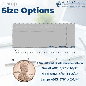 Image displaying stamp size options with a penny for scale, highlighting vacant space for customization. Ideal for flat rate shipping solutions and logistics services, ensuring efficient and cost-effective delivery.