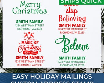 Christmas Wreath Address Limited Edition Stamp – Personalized Custom Self-Inking Return Address for Holiday Cards, Christmas Cards, Gift