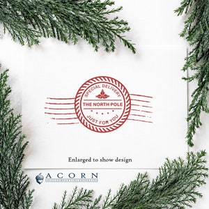 Custom North Pole Santa Christmas Postmark Stamp | Self-Inking Design | Personalized Gift Tag for Holiday Cards and Presents | Custom Stamp