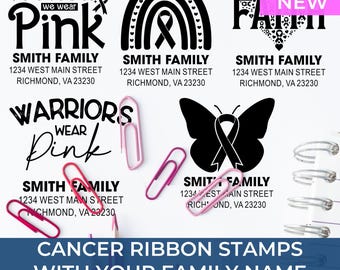 Personalized Breast Cancer Awareness Return Address Stamp - Pink Ribbon Support Gift for Survivors