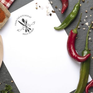 Custom &quot;From the Kitchen of&quot; Stamp | Personalized Baker Rubber Stamp | Ideal for Recipes and Christmas Treats | Chef Gift | Custom Stamp