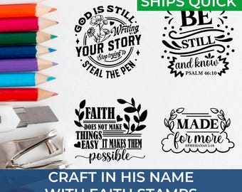 Christian Craft Stamps Self-Inking with Scripture Quotes and Cross Designs – Perfect for Faith Scrapbooking, Bible Journals & Handmade Cards