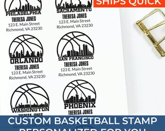 Basketball Coach Appreciation Gift Ready Address Stamp – Personalized Gift for Coaches to Celebrate Leadership and Team Success
