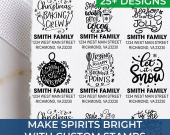 Personalized Christmas Address Bestseller Stamp – Custom Self-Inking Return Address Stamp for Holiday Cards, Christmas Cards, Envelopes