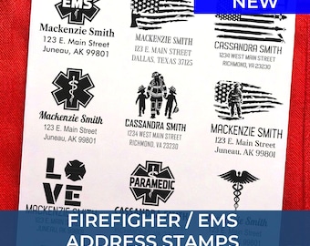 Gift for Firefighter, Personalized Address Stamp, EMS, EMT, Paramedic Gifts, Stamp Custom Made, Customized Appreciation Gifts, Self-Inking