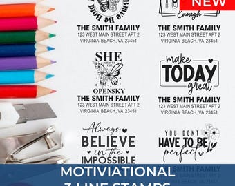 Good Vibes Rubber Stamp | 3 Line Custom Stamp | Personalized Address Return Label | Self Inking or Wood Mount | Business Packaging Stamp