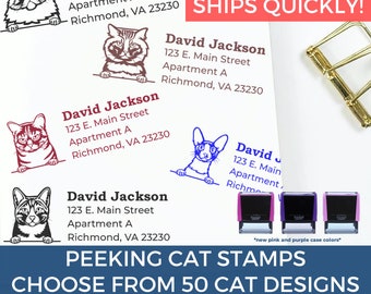 Cat Address Stamp & Personalized Stamp - Rubber Stamp