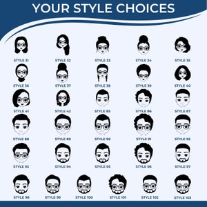 Teacher Avatar Stamp options for Personalized Classroom Supplies. Ideal Inspirational Teacher Gifts for a Teacher's Birthday. Features diverse styles to customize gifts and enhance classroom creativity.