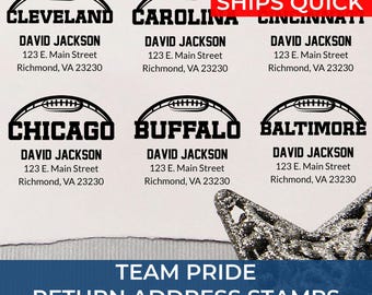Football Address Stamp Eco-Friendly – Personalized Return Address, Custom Sports Stamp, Gift for Football Player, Coach, or Family, House