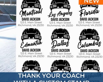 Custom Hockey Family Bestseller Address Stamp – Personalized Stick & Puck Mailer Stamp for Sports Fans and Team Families