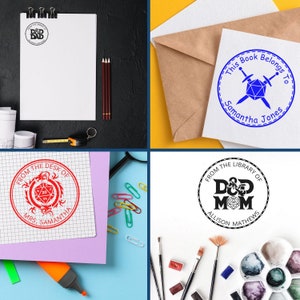 Custom DnD stamp designs featuring rubber stamps for hobby supplies. Perfect for personalizing stationery, books, and crafts. Enhance your collection with unique, creative stamps for every enthusiast.