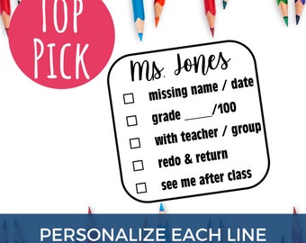 Personalized Classroom Teacher Stamp | Checkbox Line Stamp
