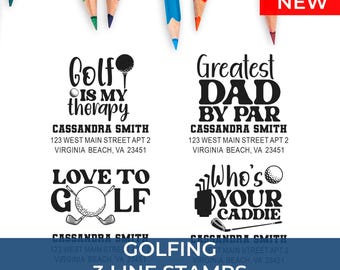 Golfing Stamp, 3 Line Custom Stamp, Personalized Return Address Stamp, Custom Name & Address Rubber Stamp, Self Inking Stamp