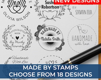 Custom Made with Love Stamp, Etsy Shop Stamp, Personalized Stamp, Business Card Stamp, Handmade Stamps, Calligraphy Packaging, Maker Stamp