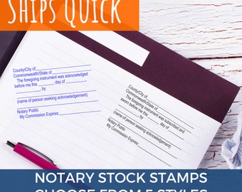 Notary Public Stamps, Acknowledgement Stamp, Jurat, Certified Copy, True Copy with Signature Line, Self Inking, Identification, 5 Styles