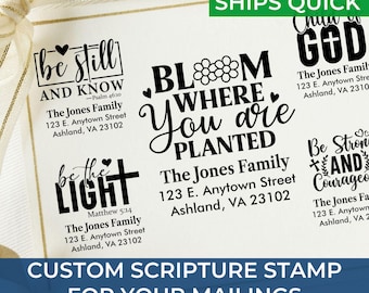 Scripture Address Stamp Professional Grade – Custom Bible Verse Return Address Stamp – Christian Gift, Religious Decor, Personalized