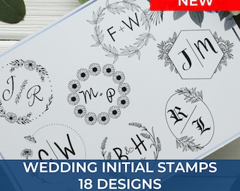 Customizable Wedding Stamp, Bridal Shower Gift, Perfect for Engaged Couples, Round Wedding Stamp, Engagement Gift, Monogram Rubber Stamp