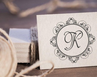 Swash Monogrammed Rubber Stamp - Personalized Stamps