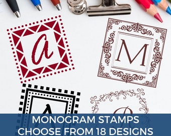 Initials Stamp & Self Inking Monogram Stamp - Custom Stamp