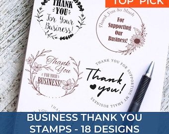 Thank You Stamp With Floral Design, Wood Thank You, Custom Tag Stamp, Round Custom Thank You Stamp, Packaging Stamp, Thank You Stamper