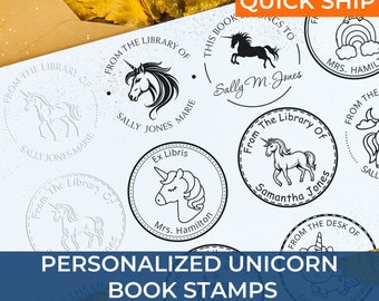 Mythical Unicorn Custom Library Stamp - Personalized Stamp