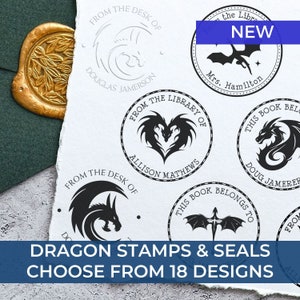 Dragon Book Stamp, Flying Dragon, Ex Libris Stamp, Library Of Stamp, Book Belongs, Top Selling Book Stamp, Custom Made Seal Stamp, Dragons