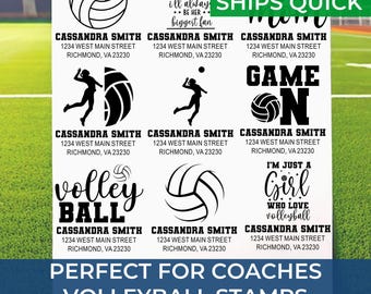 Volleyball Coach Gift Artisan Made Idea – Personalized Address Stamp with Volleyball Design – Perfect for Team Gifts, Players, and Coaches