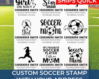 Custom Soccer Address Limited Edition Stamp Featuring Bold Soccer Ball & Goal Design – Ideal for Personalized Stationery and Team Gifts