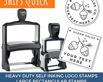 Heavy Duty Self Inking Custom Stamps for Business Logo | Customized Art | Branding Stamp | Personalized with Artwork, Metal Frame, Large