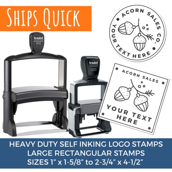 Heavy Duty Self Inking Custom Stamps for Business Logo Customized Art  Branding Stamp Personalized With Artwork, Metal Frame, Large 