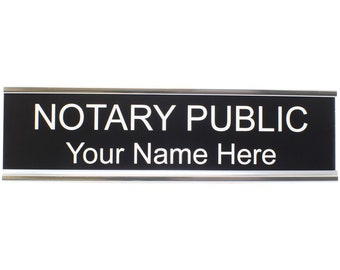 Custom Engraved Notary Sign - Professional Desk or Wall Display - Multiple Colors Available -Custom Notary Signs