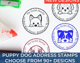 Peeking Puppy Dog Address Stamp | Self-Inking Stamps