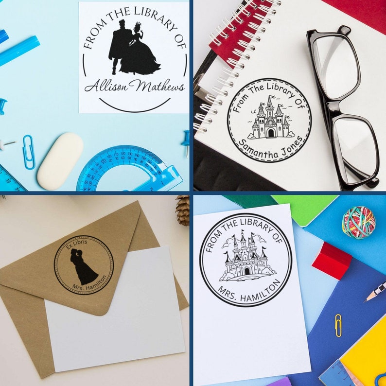 Custom rubber stamp designs perfect as unique gifts for her, ideal for book lovers and readers. These personalized stamps make unique wedding gifts, adding a personal touch to any occasion.